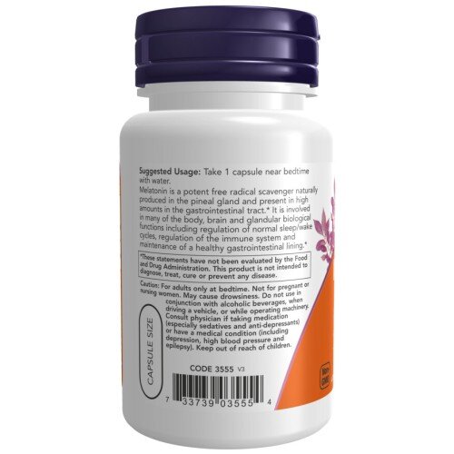 NOW Foods, Melatonina 5mg, pentru pentru susținerea unui somn odihnitor și echilibrul ritmurilor circadiene