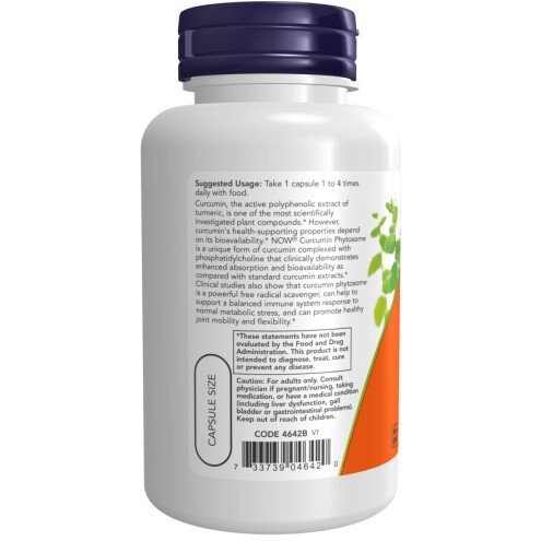 NOW Foods, Bio-Curcumin Phytosome® cu Meriva® 500mg - 60 Capsule NOW Foods, Bio-Curcumin Phytosome® cu Meriva® 500mg, pentru pentru protecția antioxidantă și reducerea inflamației
