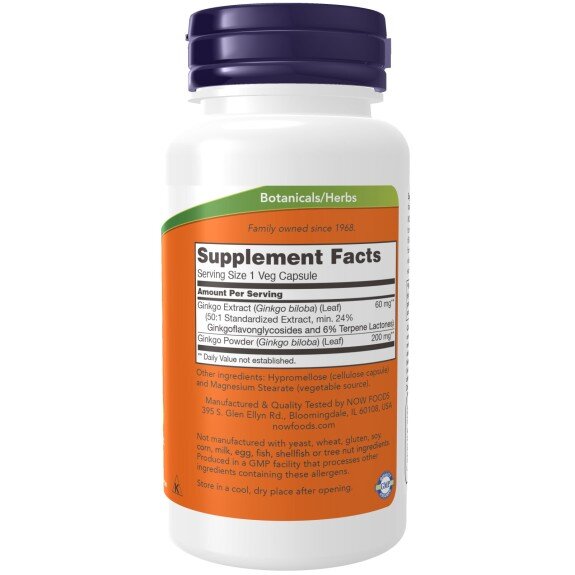NOW Ginkgo Biloba 60mg - 120 Capsule vegetale