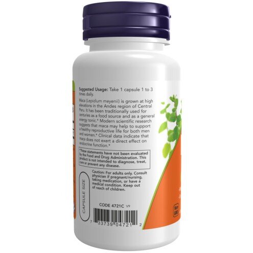 NOW Foods, Maca 500mg - 100 Capsule NOW Foods, Maca 500mg, pentru pentru susținerea energiei și echilibrul hormonal