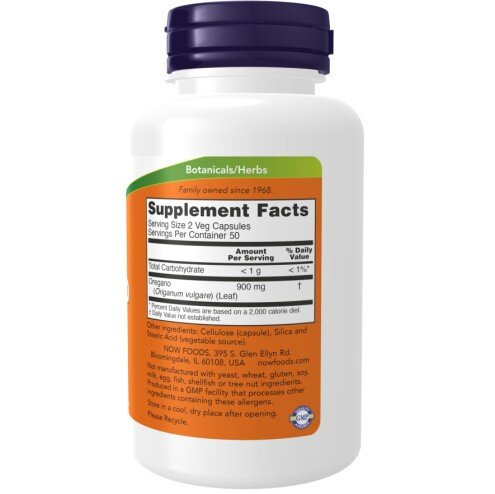 NOW Foods, Oregano 450mg - 100 Caps NOW Foods, Oregano 450mg, pentru pentru susținerea sistemului imunitar și protecția antioxidantă