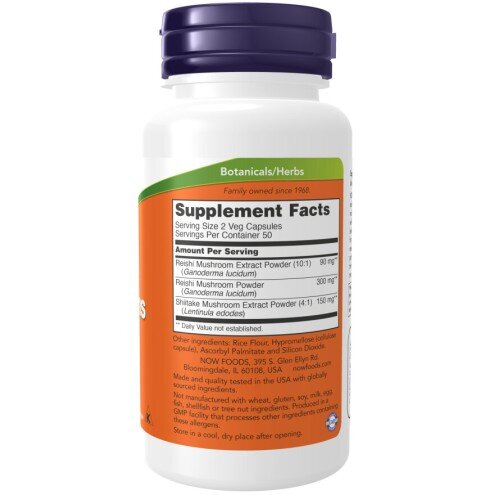NOW Foods, Rei-Shi Mushrooms 270mg - 100 Capsule vegetale NOW Foods, Rei-Shi Mushrooms 270mg, pentru pentru susținerea sistemului imunitar și echilibrul energetic