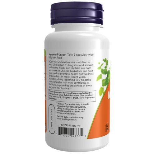 NOW Foods, Rei-Shi Mushrooms 270mg - 100 Capsule vegetale NOW Foods, Rei-Shi Mushrooms 270mg, pentru pentru susținerea sistemului imunitar și echilibrul energetic