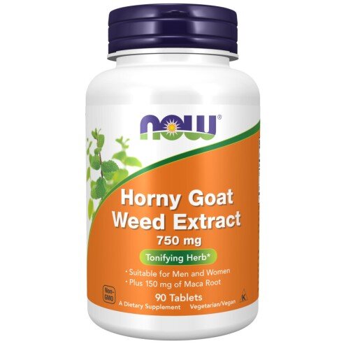 NOW Foods, Horny Goat Weed Extract 750mg - 90 Tablete NOW Foods, Horny Goat Weed Extract 750mg, pentru pentru susținerea libidoului și a performanței fizice