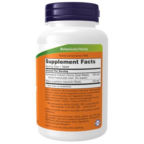 NOW Foods, Horny Goat Weed Extract 750mg - 90 Tablete NOW Foods, Horny Goat Weed Extract 750mg, pentru pentru susținerea libidoului și a performanței fizice