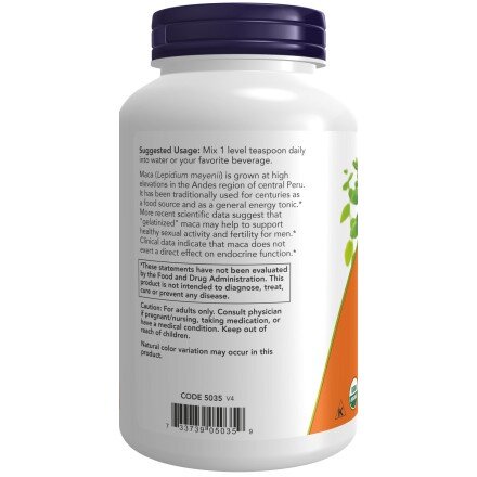 NOW Foods, Maca Organica - 198g NOW Foods, Maca Organica, pentru pentru susținerea energiei și echilibrul hormonal