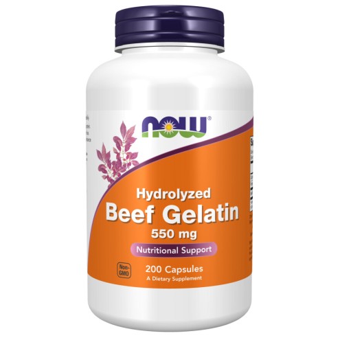 NOW Foods, Gelatina Hidrolizata din Vita - 200 Capsule NOW Foods, Gelatina Hidrolizata din Vita, pentru pentru susținerea sănătății articulațiilor și pielii