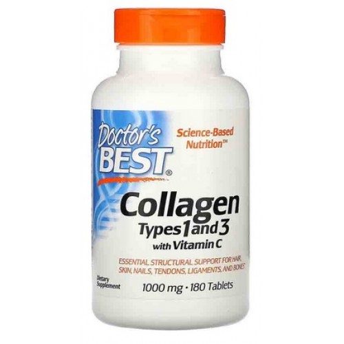 Doctor's Best Collagen Types 1 and 3 with Vitamin C 1000mg - 180 Tablete