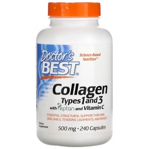 Doctor's Best Collagen Types 1 and 3 cu Peptid 500mg si Vitamin C - 240 Tablete
