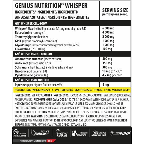 WHISPER – 400 g – Genius Nutrition