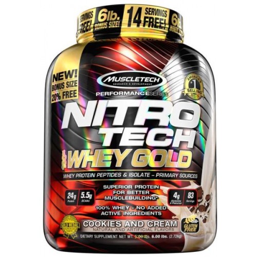 MuscleTech Nitro-Tech 100% Whey Gold - 2.5kg Cookies and Cream