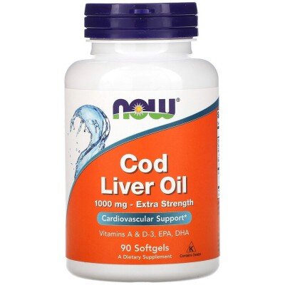NOW Foods Cod Liver Oil, Extra Strength 1000 mg - 90 Softgels