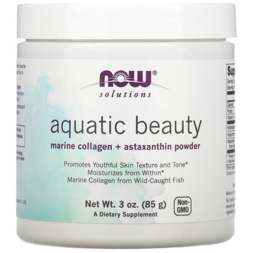 Now Foods Aquatic Beauty cu Collagen Marin si Astaxantina Pudra - 85 g