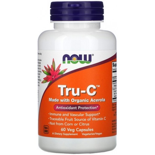 NOW TRU-C, Vitamina C din Acerola Organica - 60 Capsule vegetale