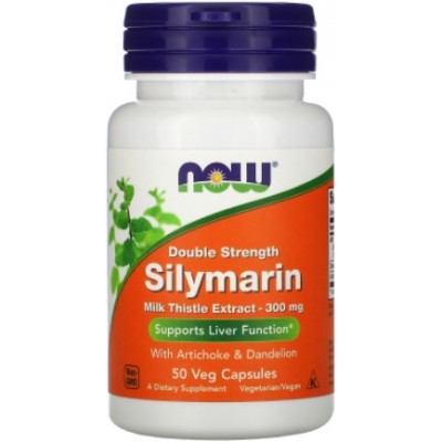 NOW Silymarin 300 mg Double Strength, cu Papadie  si Anghinare - 50 Capsule vegetale