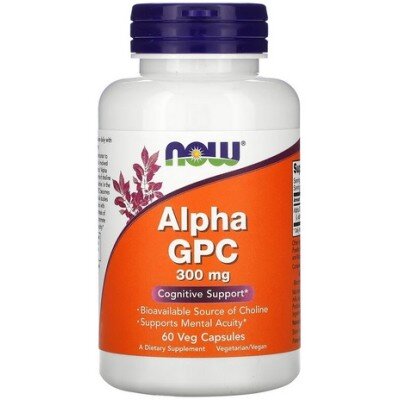Now Foods Alpha GPC 300mg, Suport cognitiv, Glicerilfosforilcolină - 60 Capsule vegetale