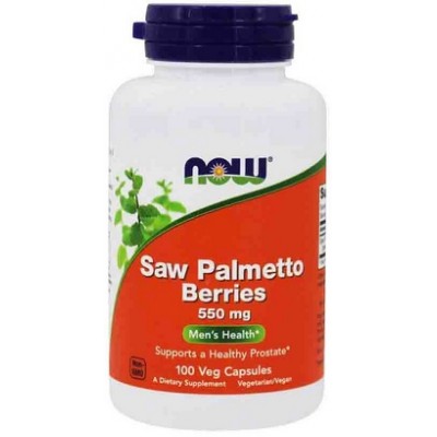 NOW Saw Palmetto Berries 550mg, Sanatatea Prostatei,  -  100 Capsule vegetale
