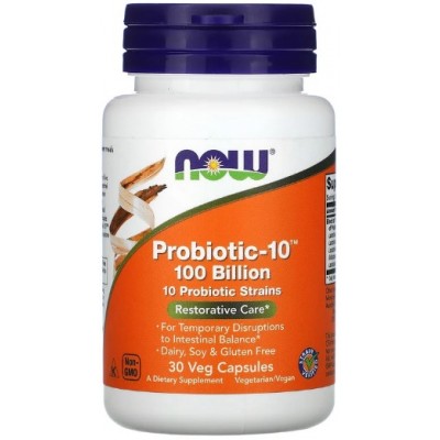 NOW Probiotic-10 100 Billion, 10 Tulpini - 30 Capsule vegetale