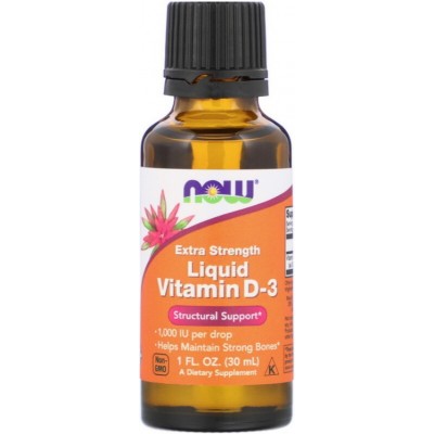 NOW Foods, Vitamina D3 Lichida EXTRA 1000 IU/picatura - 30 ml