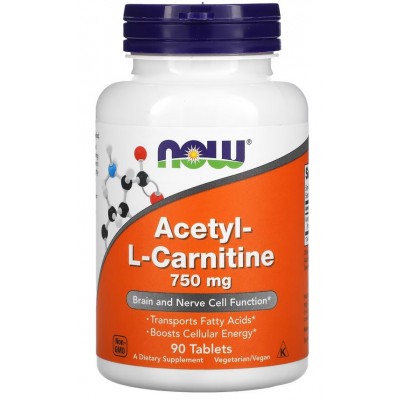 NOW Foods, Acetyl L-Carnitina 750 mg - 90 Tablete