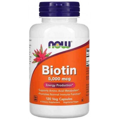 NOW Vitamina H (Biotina) 5000mcg - 120 Capsule vegetale