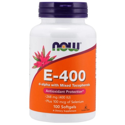 NOW Foods, Vitamina E-400 IU cu Seleniu - 100 Softgels