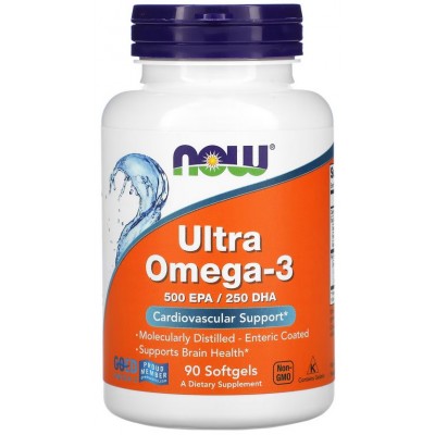 NOW Foods, ULTRA Omega-3 500 EPA / 250 DHA - 90 Softgels
