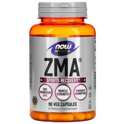 NOW ZMA 800mg (Zinc, Magneziu si B-6) - 90 Capsule vegetale