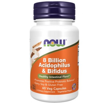 NOW Foods, PROBIOTIC Acidophilus & Bifidus 8 Billion  - 60 Capsule vegetale