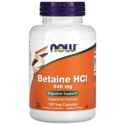 NOW Foods, Betaina HCI 648mg - 120 Capsule vegetale