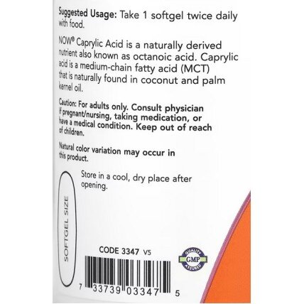 NOW Foods, Acid Caprilic 600mg, pentru pentru susținerea sănătății digestive și protecția sistemului imunitar