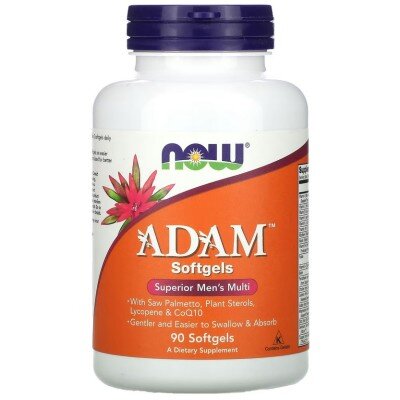 NOW Foods ADAM Softgels, Super Multivitamine pentru Barbati - 90 Softgels