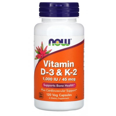 NOW Foods, Vitamina D-3 1000 IU & K-2 - 120 Capsule vegetale