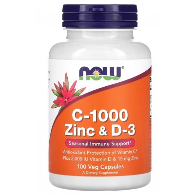 NOW Foods, Vitamina C-1000, Zinc & D-3 - 100 Capsule vegetale