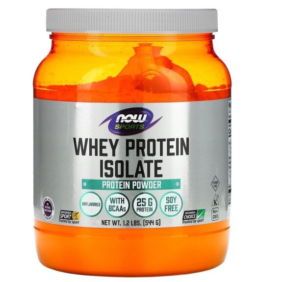 NOW Foods, Whey Protein Isolate 544g Unflavored, pentru pentru susținerea masei musculare și recuperare post-antrenament