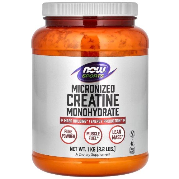 NOW Foods, Creatină Monohidrat Micronizată - 1000g NOW Foods, Creatină Monohidrat Micronizată, pentru pentru creșterea masei musculare și performanța sportivă
