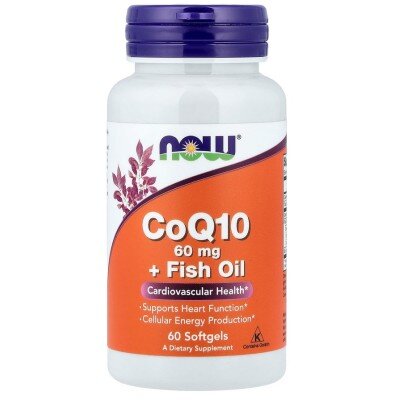 NOW Foods, Coenzima Q10 60mg + Fish Oil - 60 Softgels