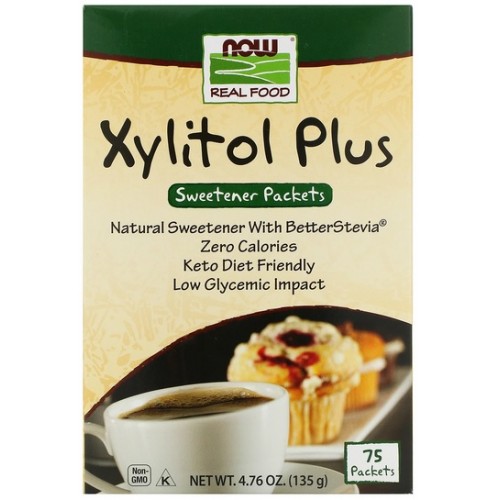 NOW Xylitol Plus (Indulcitor Natural) - 75 Pachetele (135g)