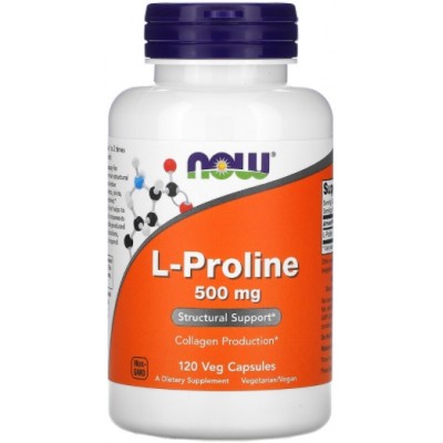 NOW L-Proline 500mg, Collagen Production - 120 Veg Capsules