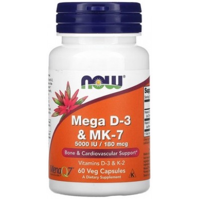 NOW Foods, MEGA D-3 + Vitamina K-2 MK7 - 60 Caspsule vegetale