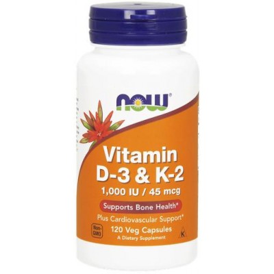 NOW Foods, Vitamina D-3 1000 IU & K-2 - 120 Capsule vegetale