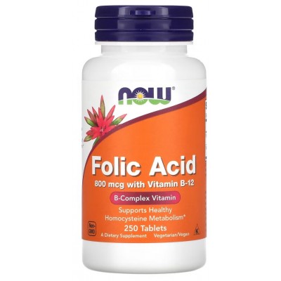 NOW Foods, Acid Folic  800mcg - 250 Tablete
