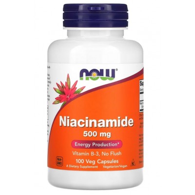 NOW Foods, Vitamina B-3 (Niacinamida) 500mg- 100 Capsule vegetale