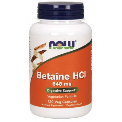 NOW Betaina HCI 648mg - 120 Capsule Vegetariene