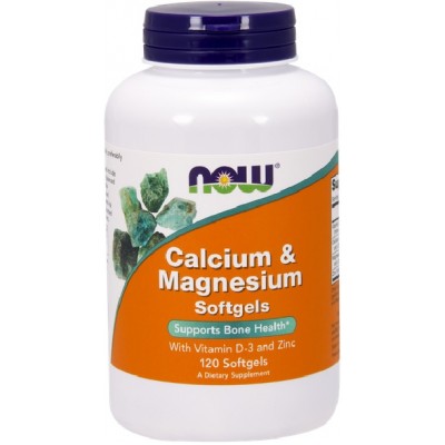NOW Calciu si Magneziu cu Vitamina D-3 si Zinc - 120 Softgels