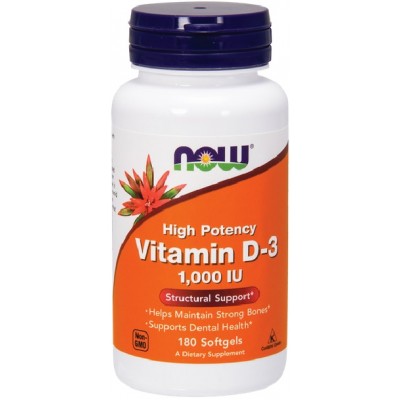 NOW Foods, Vitamina D-3 1000 IU - 180 Softgels