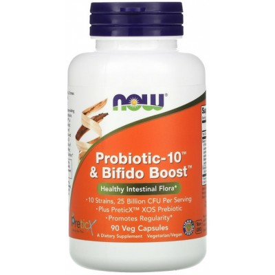 NOW Foods, PROBIOTIC-10 & Bifido Boost 25 Billion - 90 Capsule vegetale