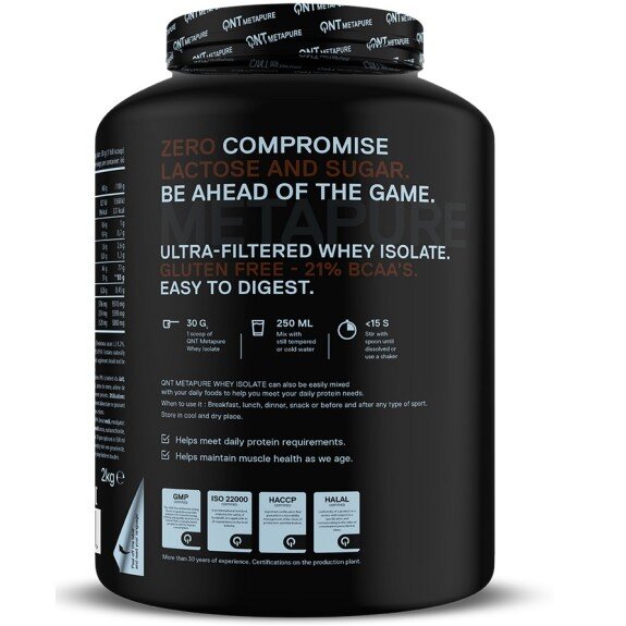 QNT Sport, METAPURE ZERO Isolate Whey Protein - 2kg (Belgian Chocolate)