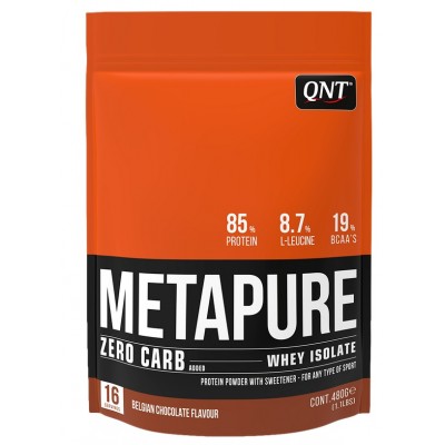 QNT Sports METAPURE ZERO Carb Isolate Whey Protein - 480g 