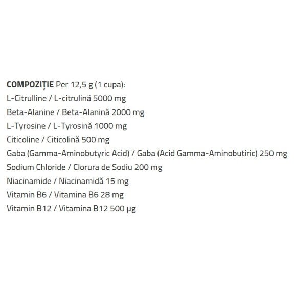 Ground Zero Pre-No Stim, Pre-Workout (fara cofeina) - 375g, Vitabolic - 375g Ground Zero Pre-No Stim, Pre-Workout (fara cofeina) - 375g, Vitabolic - 375g
